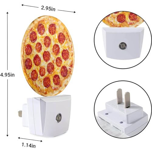 Image of EKOBLA Pizza Night Light, Cheese and Sausage Food Pattern Night Lights Plug Into Wall with Auto Sensor for Teens Room and Novelty Gift