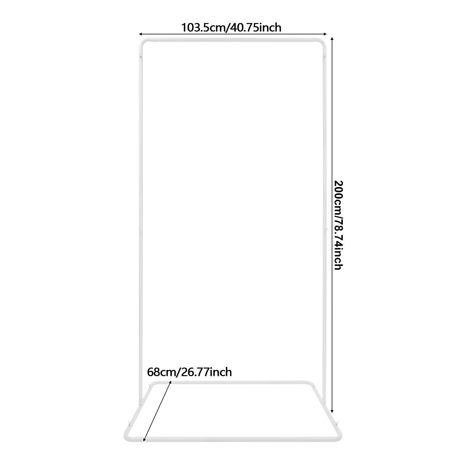 Metalowy łuk ślubny 103.5 x 200 cm, biały stojak do dekoracji ślubnych, prostokątny łuk tła, farba do pieczenia w wysokiej temperaturze, idealny na wesela i imprezy
