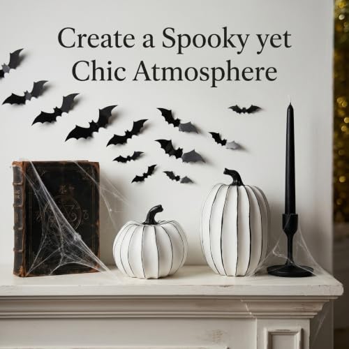 Image of FESTGLOX White and Black Halloween Pumpkin Decor, Small Resin Pumpkin Set
