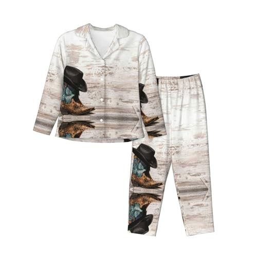 Pyjama 2 pièces imprimé cowboy avec chapeau et bottes assortis