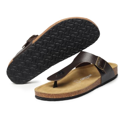 Image of YOHO Sandals for Men | Leather Thong Sandals with Cork Footbed for Daily Wear- SDL