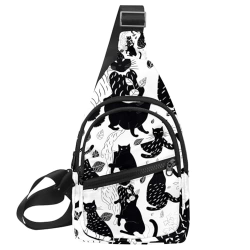 Bolsa de pecho cruzada contra los bolsillos llenos con estampado de gatos de 30x18cm ligera