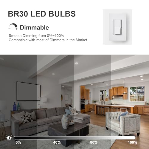 BR30 LED Flood Light Bulbs 65W Equivalent Dimmable E26 5000K Daylight - image 4