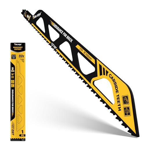 TOLESA Demolition Masonry Reciprocating Saw Blades – 450mm Carbide Reciprocating Blades for Brick, Hollow Brick, Aerated Concrete, 1-Pack