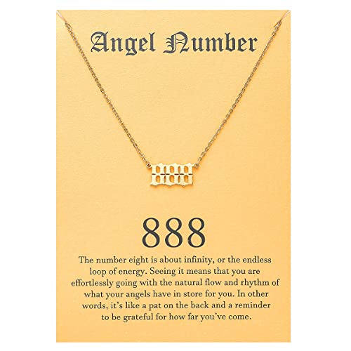 Tasunom Angel Number 888 Choker Necklace Numerology Jewelry for Women Gold Tone