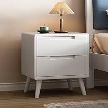 Wood Furniture Mid Century Nightstand,Solid Wood Nightstand with Drawers,Walnut Nightstands Bedside End Table for Bedroom Dorm Living Room,2white