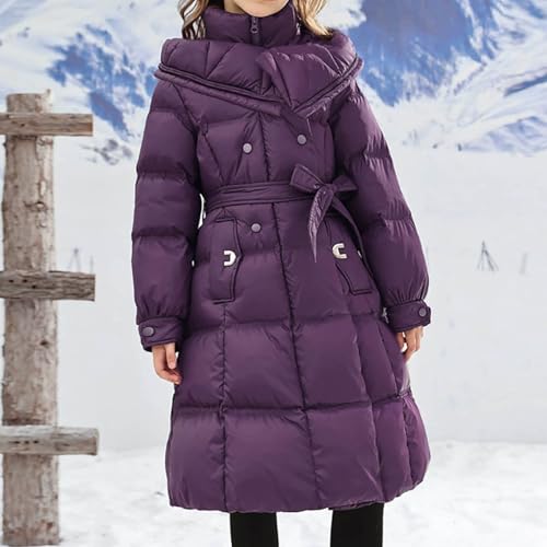 Winter Warm Coats for Girls Fleece Puffer Jackets Long Waterproof Snow Coat Quilted Jacket with Fuzzy Hood2