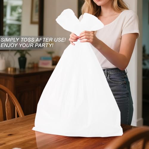 Image of Childom 3 Pack Plastic Tablecloths for Rectangle Table,Halloween Tablecloth | Halloween Decorations,54 x 108 Inch White Disposable Table Cloths for 6 to 8 Foot Rectangle Tables,Halloween Party Decoration