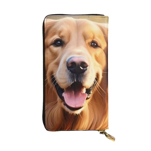 Leather Wallet - Stylish and Durable Wallet for Women with Multiple Compartments and Zipper Design Lovely Golden Retriever Dog Picture