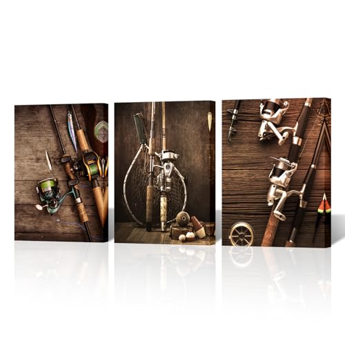 NutArtPic Vintage Fishing Canvas Wall Art