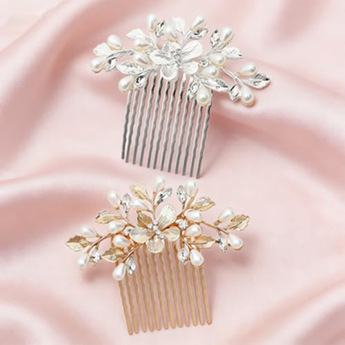 Juego de 2 Peines Mariposa con Perlas para Mujer miniatura 7