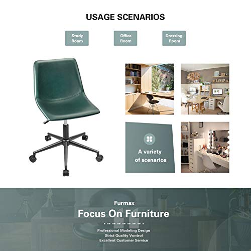 Furmax Mid Back Task Chair Pu Leather Adjustable Swivel Office Chair Bucket Seat Armless Computer Chair Modern Low Back Desk Conference Chair (Green) #TOP3