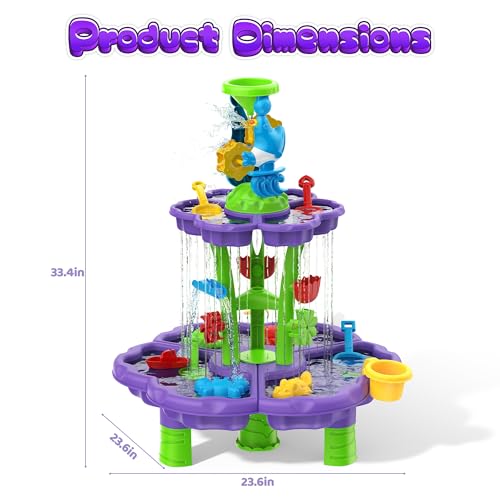 image for Eterfun Kids Flower Water Sand Table for Toddlers - 2-Tier Outdoor Wat