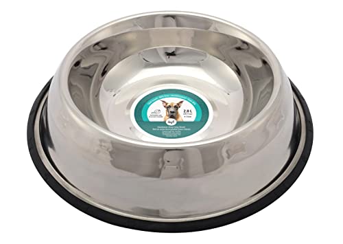 Dogit Hagen Stainless Steel Non-Spill Dog Bowl With Rubber Ring To Prevent Sliding, 96 Ounce #TOP20