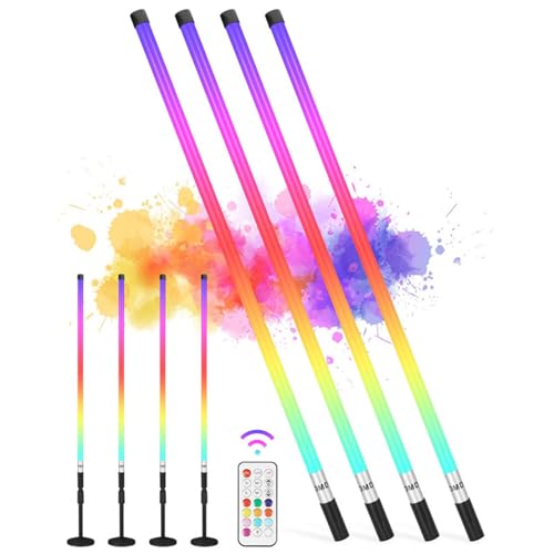 ZDMDRGB 4Pack Wireless RGB led Tube Light Bar with Stand 4800mAh Battery Powered RGBW 3000-6500K CCT Studio LED Video Light Wand Stick for DJ Dance Party Events Stage Lights (3.3Ft), TL-100