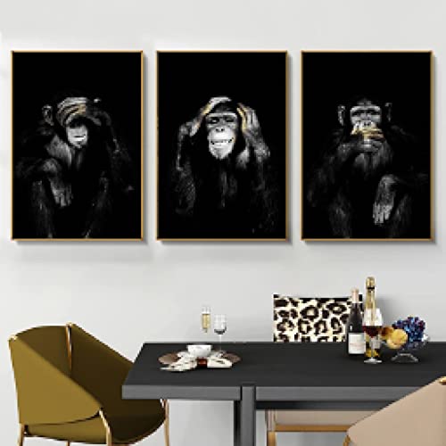 Peinture animal mur art singe foncé pour décoration maison et ambiance salon