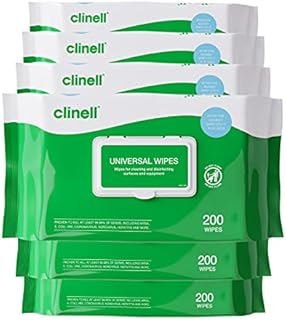 Clinell Universal Cleaning and Disinfectant Wipes for Surfaces (BCW200-1) - 6 Packs of 200 Regular Wipes - Multi Purpose Wipes, Kills 99.99% of Germs, Effective from 10 Seconds