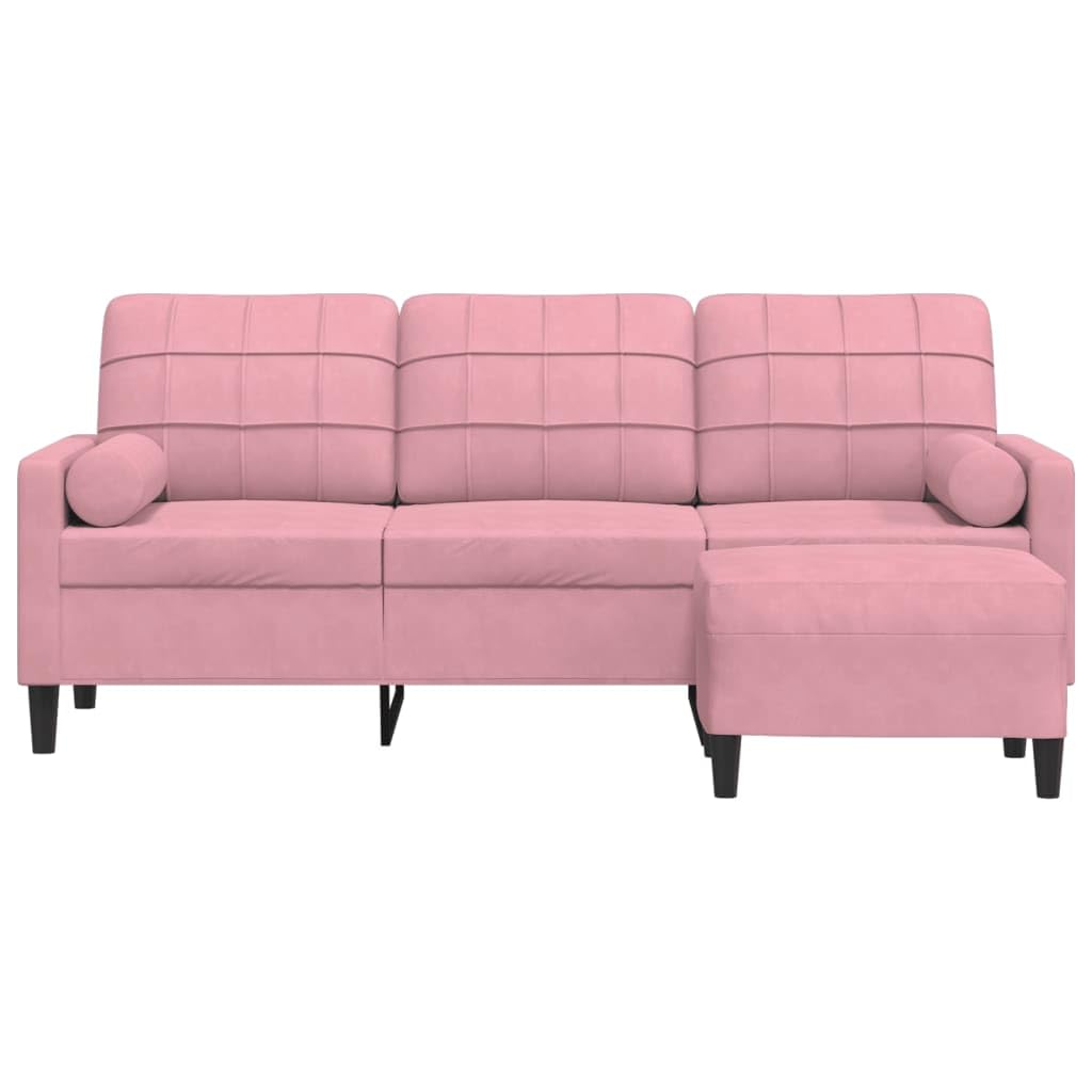Cómodo sofá de 3 plazas terciopelo gris claro 180 cm moderno sofá de terciopelo gris con reposapiés sofá con taburete de terciopelo para salón