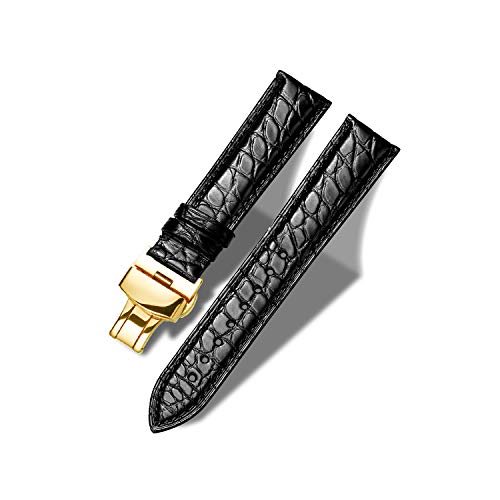 Image of Moran Genuine Leather Band Alligator and Cowhide Replacement Deployment Buckle Watch strap18mm to 24mm Crocodile Leather Strap for Men's and Women's