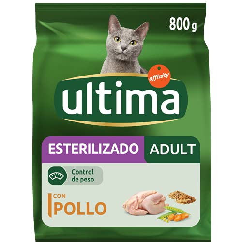 Ultima Pienso para Gatos Esterilizados Adultos con Pollo y Cebada, 800g