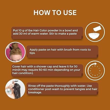 I.ba Henna Based Hair Colour, Medium Brown, No Ammonia, No Sulfates, 100% Even Coverage