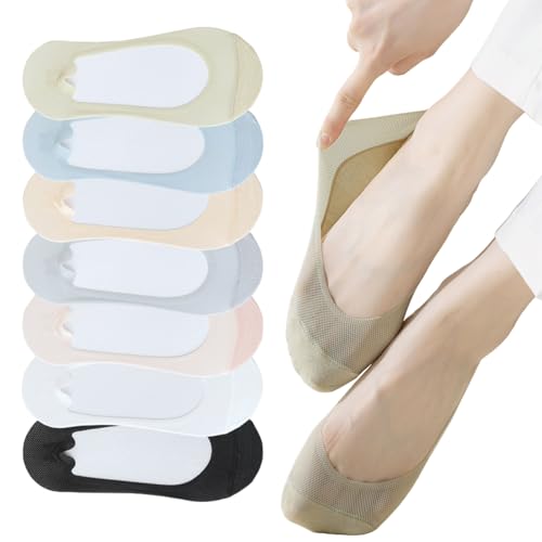 Women's Summer Ice Silk No Show Socks Low Cut Super Light Mesh Invisible Liner Socks Assorted Colors 7-Pack