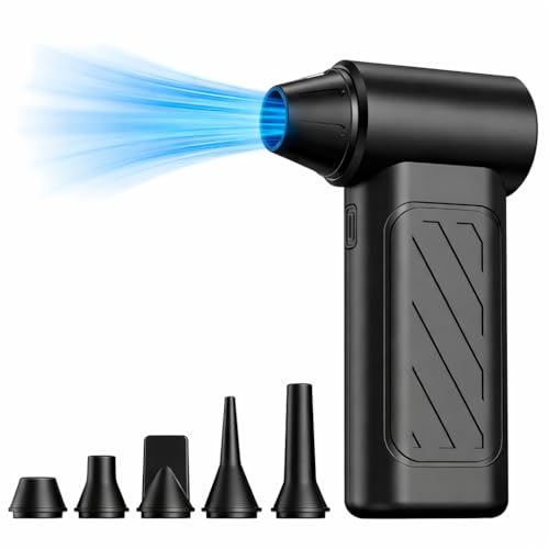 yamoso Electric Air Duster, 100.000 rpm, 4 niveles ajustable, batería recargable de 2000 mAh, 5 boquillas prácticas, Air Blower para teclado, PC, figura, grieta, aire acondicionado, coche