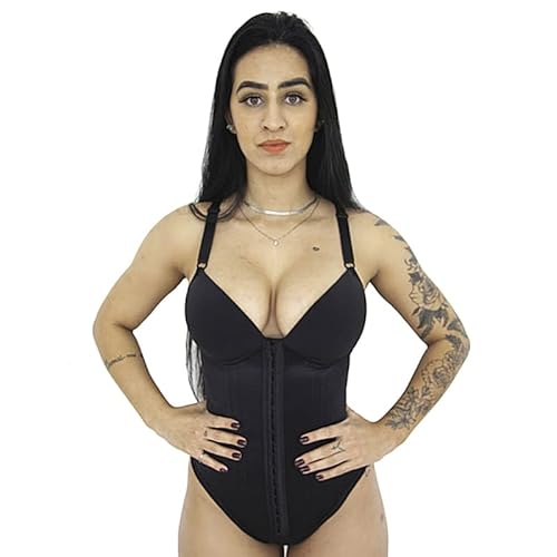 Cinta Body Com Bojo 6 Barbatanas Modelador Reforçado (Preto, M)