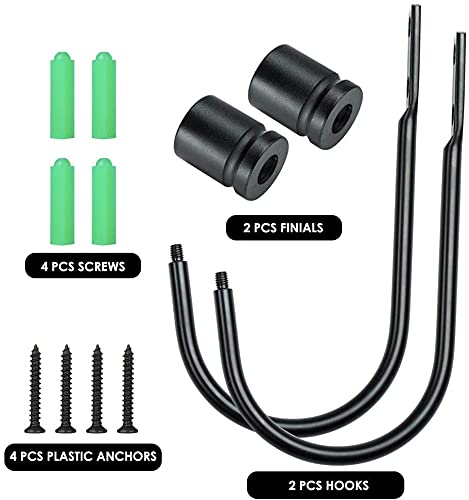 Tiardey 2 Pcs Curtain Hold backs, Metal U Shaped Hook Wall Mounted Tieback Hook Drapery Accessories Decorative Curtain Drapery Holdback(Black) - Image 4