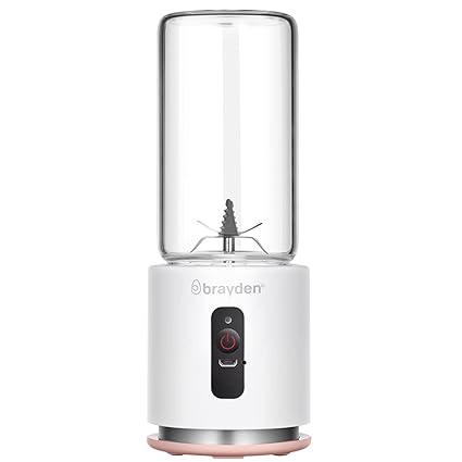 Brayden Fito Rush, Rechargeable Smoothie Blender with Transparent Glass Jar (330 ml, Pearl)