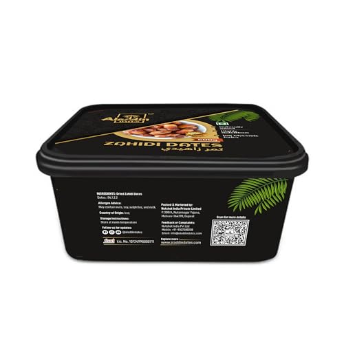 Image of Aladdin Dates Premium Dried Zahidi Brown Dates 500 gram, Khajur /Khajoor Dry Fruits, Energy Booster, High Fibre, Soft & Juicy, Healthy Snacks
