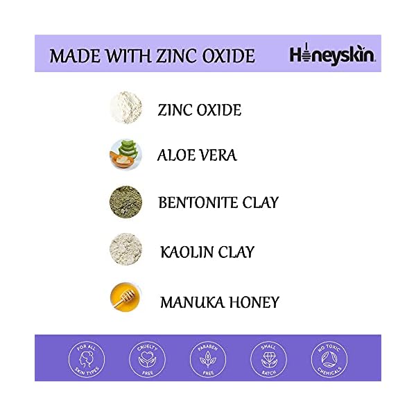Organic-Zinc-Oxide-Face-Mask-Hydrating-Facial-Cleanser-Anti-Aging-Face-Moisturizer-for-Women-and-Men-Deep-Pore-Cleansing-Mask-with-Kaolin-and-Bentonite-Clay-Mask-3-oz Honeyskin Organic Zinc Oxide Face Mask - Hydrating Facial Cleanser, Face Mask for Sensitive Skin - Anti Aging Face Moisturizer for Women and Men, Deep Pore Cleansing Mask - 3oz