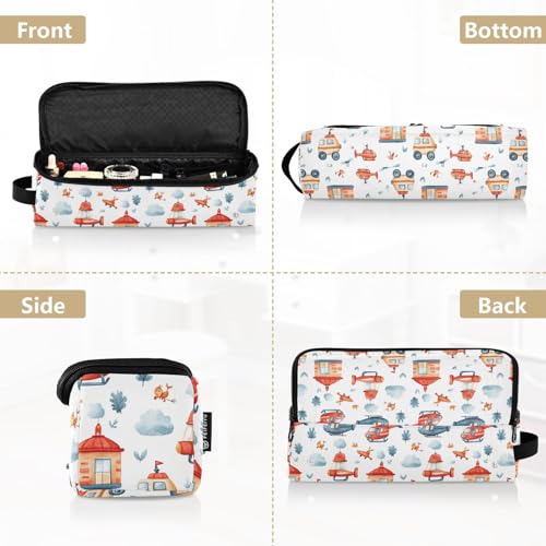 Bolsa de viaje para herramientas de cabello en mármol blanco Fire Station con tapete resistente al calor para planchas, rizadores y accesorios de cuidado capilar organizador portátil miniatura 5