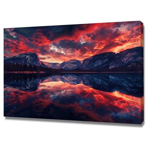 Impression sur toile de qualité supérieure WODJEM paysage de montagne encadré