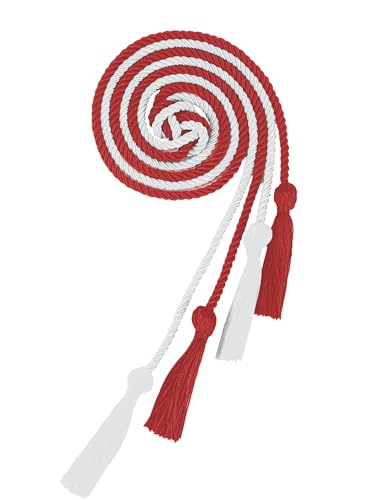 GRADFTY Double Red and White Graduation Honor Cords for Graduation 2025, National Honors Society Red and White Cords