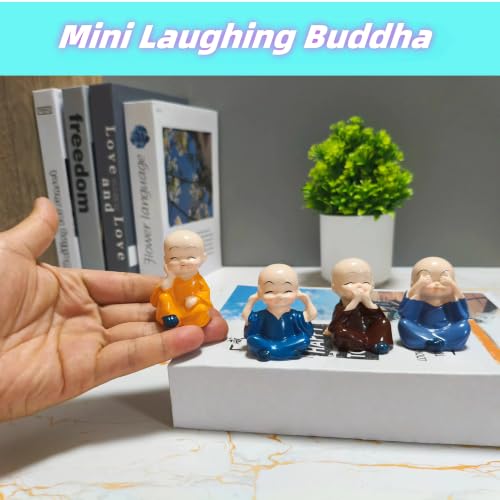 Set de 4 Estatuas de Buda Risueño 1.7 pulg Decoración Zen miniatura 2