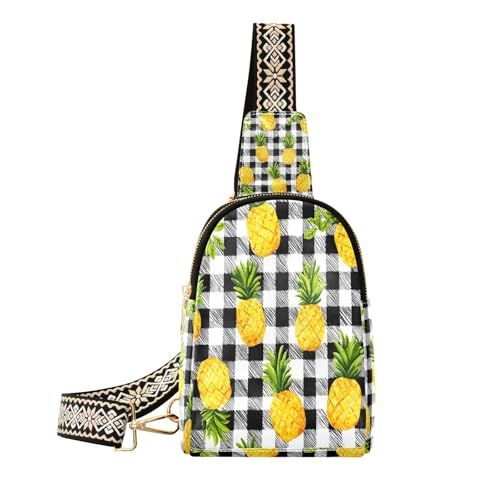 Ananas vichy noir et blanc tendance, motif rétro chic pour une décoration de table moderne