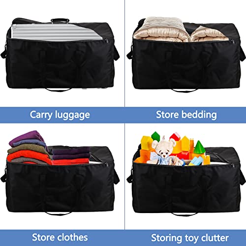 Travel Duffle Bag,140L Foldable Heavy Duty Overnight Bag, For Spirit Airlines, RicoRich Larger Size Carry on Luggage Sport Duffle for Weekender/Vacation/Camping/Beach/Tent(Black)4