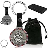 [Polyvalent] Le porte-clés Saint Christophe sert non seulement de porte-bonheur à emporter avec soi, mais aussi de décoration pour un véhicule ou une pièce.Le pendentif St Christophe avec anneau porte-clé peut être accroché à votre voiture, votre moto, votre sac à main ou votre sac à dos.Il offre un refuge spirituel aux conducteurs, aux voyageurs, aux navetteurs et aux croyants, tout en apportant chance et bénédictions.