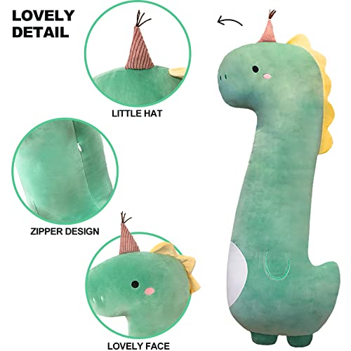 Peach Cat Green Long Dinosaur Plush Pillow Cute Soft Dinosaur Stuffed Animal For Girls And Boys 35.4" #TOP5
