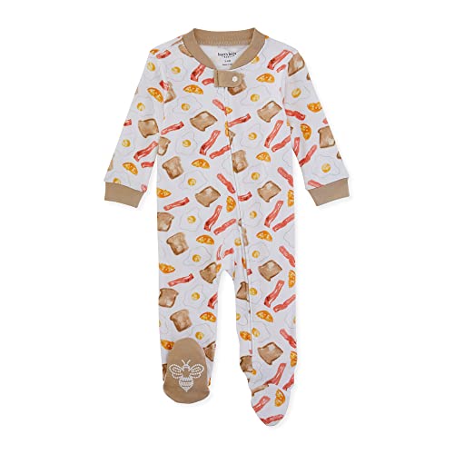 Image of Burt's Bees Baby Baby Boys' Sleep and Play Pajamas, 100% Organic Cotton One-Piece Romper Jumpsuit Zip Front Pjs, Farm Fresh Breakfast, Newborn