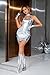 PAINEOMN Vanessa Kensington Costume Silver Dress Women Metallic Dresses Halter Neck Sleeves Mini Dress for Halloween Party S