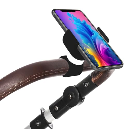 Renimove Soporte movil para Carrito Bebe Apto para telefonos hasta 7.5' de Pantalla facil de Ajustar Estable y Seguro Entretenimiento diseño Compacto y Resistente (Negro)