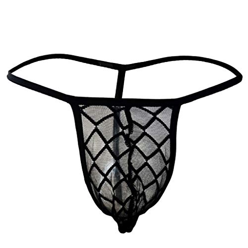 Thongs G-String Men's Mesh Panties Sexy Briefs Lace Lingerie Underwear Cotton Lingerie for Women Sexy (Black, L)2