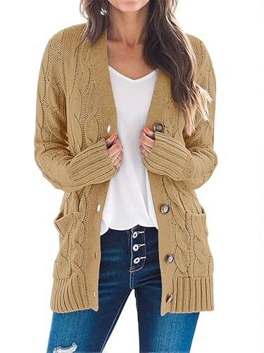 MEROKEETY Women's 2025 Fall Long Sleeve Cable Knit...