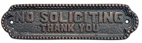 Adonai Hardware Georgian "NO SOLICITING" Brass Door Sign - Oil Rubbed Bronze