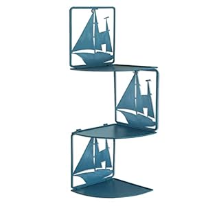 Liffy étagère d&rsquo;angle à Fixation Murale | étagère Murale Flottante à 3 Niveaux sans Montage | étagère d&rsquo;angle de Rangement et d&rsquo;affichage pour la Chambre à Coucher, Le Salon (Bleu, métal)