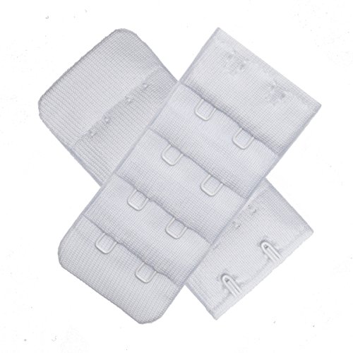 Ultra Soft Bra Extender Band Breathing Room 4 Rows Hook & Eye Extension Strap, 2 Hooks - 1/2 Inches Between Centers (3pcs/Pack), 3/4