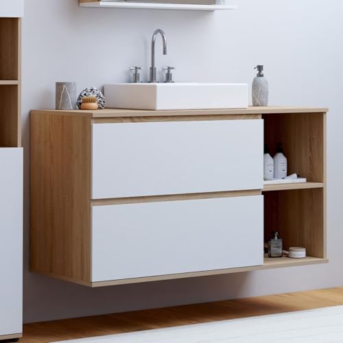 Meuble sous Vasque Suspendu TOMI Blanc 2 tiroirs IDMarket