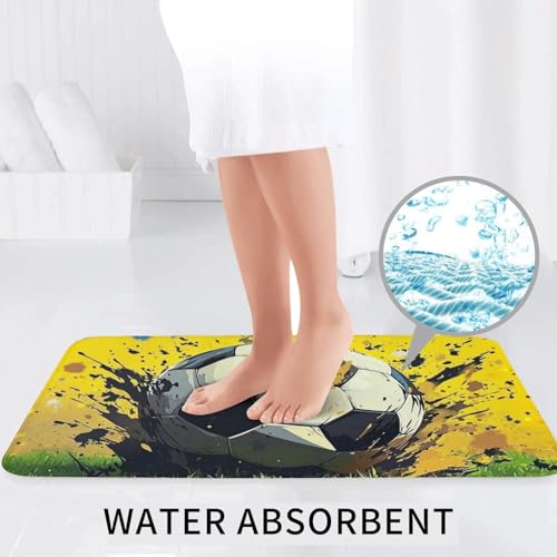 Alfombrilla de baño de fútbol de 3 piezas para evitar suelos mojados y resbalones con base de goma 7